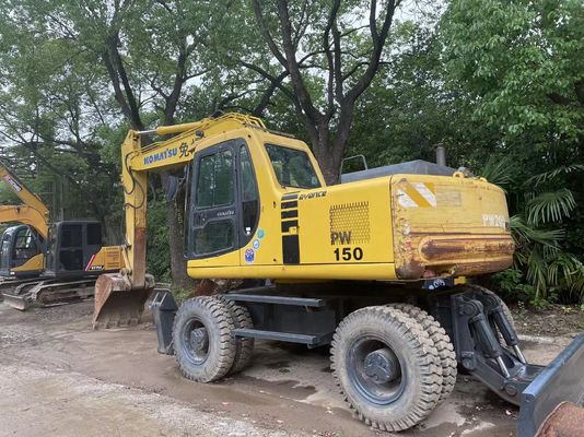 Kompakter Japan Gebrauchtkomatsu Bagger PC150W-6 Gebrauchtradbagger