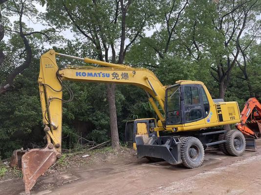Kompakter Japan Gebrauchtkomatsu Bagger PC150W-6 Gebrauchtradbagger
